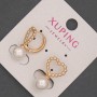 Xuping Earrings with Mallorca Bead, diameter 8 mm ±, length 20 mm ±, 18K Gold Plating