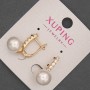 Xuping Earrings with White Crystals and Majorca Bead, Diameter 10 mm +/-, Length 20 mm +/-, 18K Gold Plating