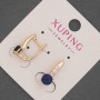 Xuping Earrings with White Crystals and Blue Crystal, Diameter 6 mm ±, Length 17 mm ±, 18K Gold Plating