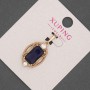 Xuping pendant with blue crystal and white rhinestones, 14 mm diameter, 28 mm length, 18K gold plating