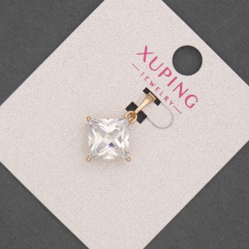 Xuping Pendant with White Crystal, 14 mm Diameter, 21 mm Length, 18K Gold Plating