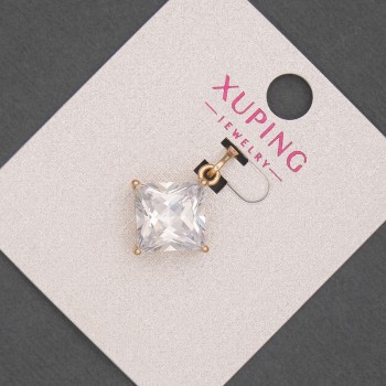 Xuping Pendant with White Crystal, diameter 15 mm, length 21 mm, 18K gold plating
