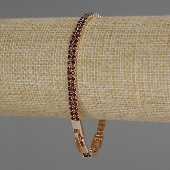 Bracelet Xuping Gold Plating 18K with Red Crystals, thickness 4.5 mm, length 17-19 cm