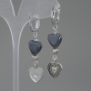 Hematite Heart Earrings, diameter 12 mm, length 55 mm