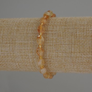 Citrine bracelet 'Faceted Grain', bead diameter 8×6 mm ±, with 3 mm seed bead accents ±, length 18 cm stretch