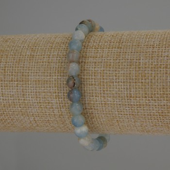 Blue Calcite Bracelet, smooth beads, 6mm diameter, 18 cm length, stretch