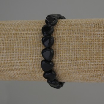 Heart-shaped Agate Bracelet with Natural Stone, 10x10 mm diameter, 18 cm stretch