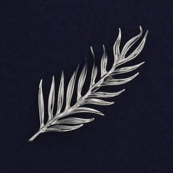 Brooch 'Leaf' in Silvery Metal 59x28mm+