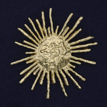Brooch Accent Sun Golden Metal 65mm+