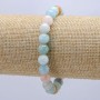Morganite Bracelet, Natural Stone, Smooth Round Beads, 8 mm Diameter, 18 cm Length, Elastic