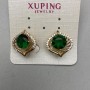 Xuping Earrings with White Crystals and Green Crystal, 17 mm Diameter ±, 17 mm Length ±, 18K Gold Plating