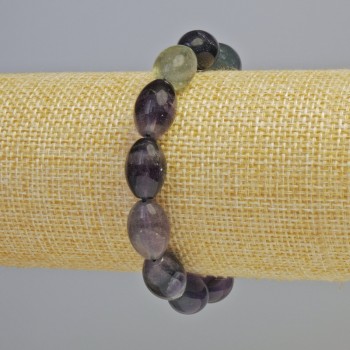 Fluorite natural stone oval bracelet, 10x14 mm, 5 mm ± (stretch), length 18 cm+