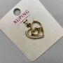 Pendant Xuping 'Heart' with white crystals, diameter 18mm ±, length 26mm ±, 18K gold plating