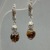 Amber Bead Earrings, 8 mm diameter, approx. 35 mm long