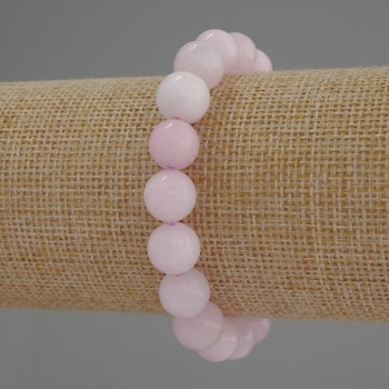 Kunzite Bracelet, Smooth Beads, 10 mm Diameter, 18 cm Length, Stretch