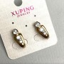 Xuping Earrings with White Crystals, 7x18 mm, 18K Gold Plating