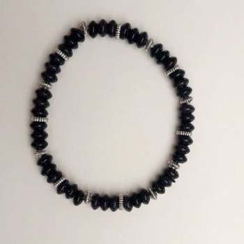 Aventurine Bracelet 'Blue Sand Night of Cairo' Rondelle, diameter 3x6 mm, with silver inserts, length 18 cm +/- (stretch)