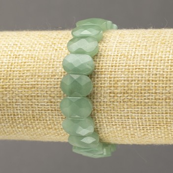 Jade stretch bracelet with natural stone, faceted links, diameter 14x9, 5 mm+