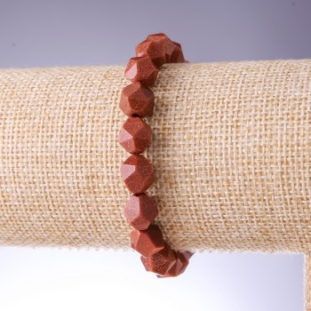 Aventurine Bracelet (synthetic) 'Golden Sand' faceted beads, 8×10 mm diameter