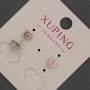 Xuping Heart-Shaped Stud Earrings with Pink Crystal, Diameter 5 mm ± Rhodium