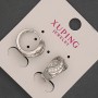 Xuping Earrings with White Crystals, 9×16 mm, Rhodium-Plated