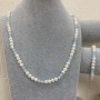 Necklace and Bracelet Set, Round River Pearls, diameter 6.5×6 mm ±; Aquamarine Faceted Bead, diameter 5 mm ±; Length 55 cm ±; Pendant length 18 mm ±; with pendant