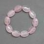 Bracelet Pink Quartz, Oval Beads 18×13 mm, 18 cm Length, Elastic