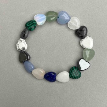 Bracelet 'Assorted Heart', bead diameter 12 mm ±, length 18 mm ±, stretch