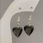 Hematite Heart Earrings, diameter 11 mm, length 30 mm