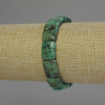 African Turquoise Bracelet Rectangular, 16x12 mm, 18 cm length, stretch