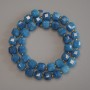 Natural apatite beads, faceted cube shape, size 8.5 x 8.5 mm, with 3 mm seed beads, length approx. 37 cm on thread