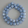Aquamarine Beads, faceted cube shape, 8.5x8.5 mm, with 3 mm beads, length 37 cm on thread
