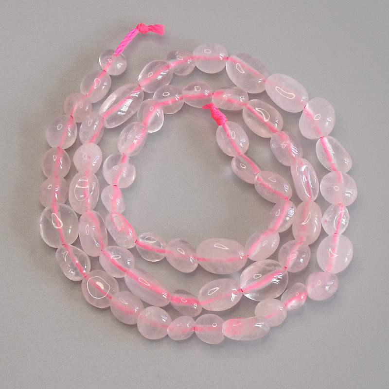 Rose quartz faceted beads, diameter 6-8×6 mm, length 39 cm +/- on thread