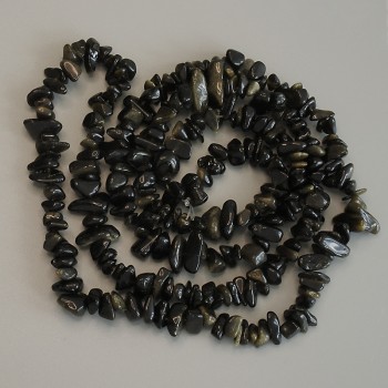 Sun Obsidian Beads, Chip, diameter 6-8×2.5 mm, length 78 cm on beading thread