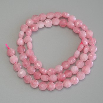 Beads of tinted quartz 'Tourmaline' faceted coin, 6mm diameter +/-, 39cm long on thread