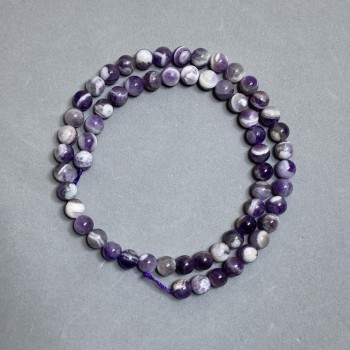 Amethyst beads, natural stone, smooth round beads, diameter 6.5 mm, length about 39 cm on thread