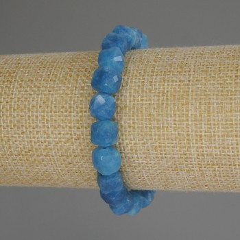 Apatite Faceted Cube Bracelet, 9x9 mm diameter, 18 cm length (stretch)