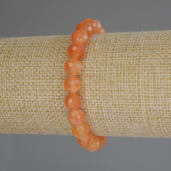 Mashan Nephrite Bracelet with Faceted Beads 8mm ±, Length 18 cm (Stretch)