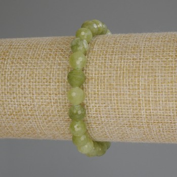 Chrysolite Olivine Bracelet - Faceted Bead, 8mm Diameter, 18cm Length (Stretch)