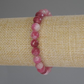 Tourmaline Bracelet with Faceted Bead, 8 mm Diameter, 18 cm Length (Stretch)