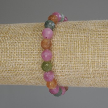 Tourmaline Bracelet with Faceted Bead, 8mm Diameter, 18cm Length (Stretch)