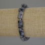 Snowy Obsidian Bracelet 'Apache Tears' Faceted Cut, 12×7 mm, 3 mm Beads, Length 18 cm, Stretch