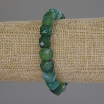 Faceted Agate Cube Bracelet, 8.5 mm diameter, 18 cm length, stretch