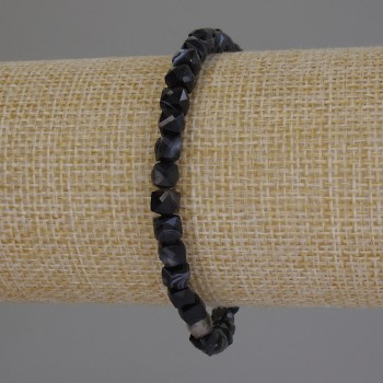 Faceted Agate Cube Bracelet, 5x5 mm, 18 cm +/- length, stretch