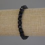 Bracelet with Black Tourmaline, Faceted Cube, 6.5 mm Diameter, 18 cm Length, Stretch