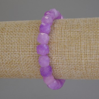 Lavender Amethyst Bracelet, Faceted Cube Beads, 8.5 mm Diameter, 18 cm Length, Stretch Bracelet