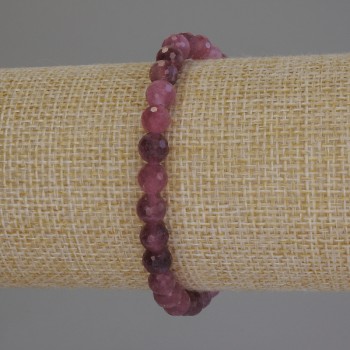 Tourmaline Bracelet with a Faceted Bead, 6 mm Diameter, 18 cm Length (stretch)