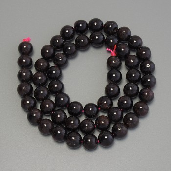 Garnet Beads, Smooth Round, 7.5 mm Diameter, 40 cm Length
