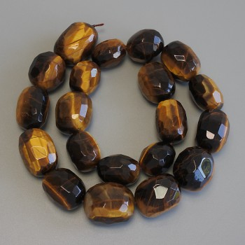 Tiger's Eye Beads, Faceted Rondelle, Diameter 18-21×13-16 mm, Length 39 cm on Thread
