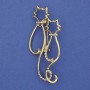 Cats Brooch with Rainbow Crystals, Matte Gold Finish, Metal 58x26mm+